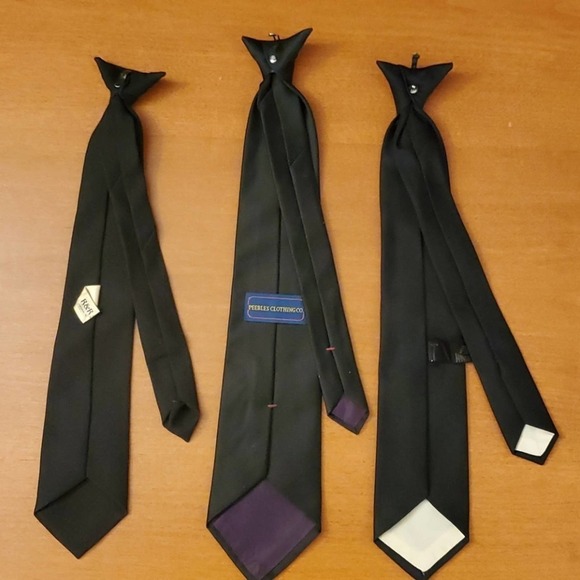 Set of 3 Black Clip-On Ties - Picture 3 of 6